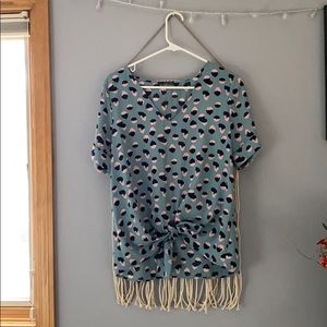 West Kei Patterned Front Tie Blouse